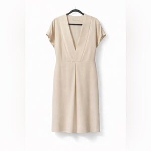 Chloe Elegant Cream V-Neck Dress
